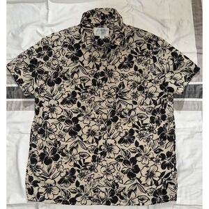 American Eagle Shirt Mens Medium Floral Hawaiian Cotton Short Sleeve Camp D